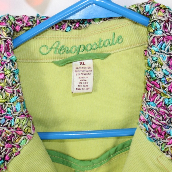 Vintage Aeropostale y2k green corduroy jacket women’s xl accent yarn cuffs - Picture 5 of 6